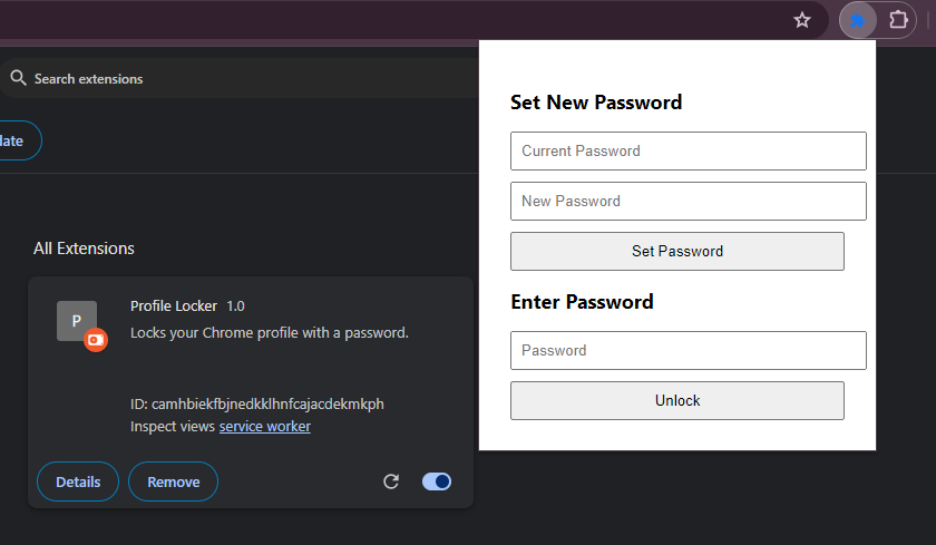 My chrome profile locker extension!